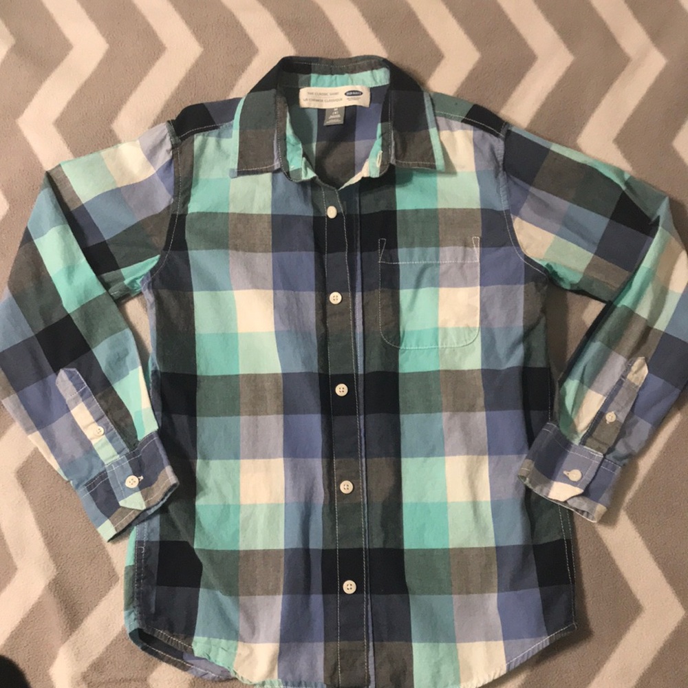 Boys gingham plaid button down shirt